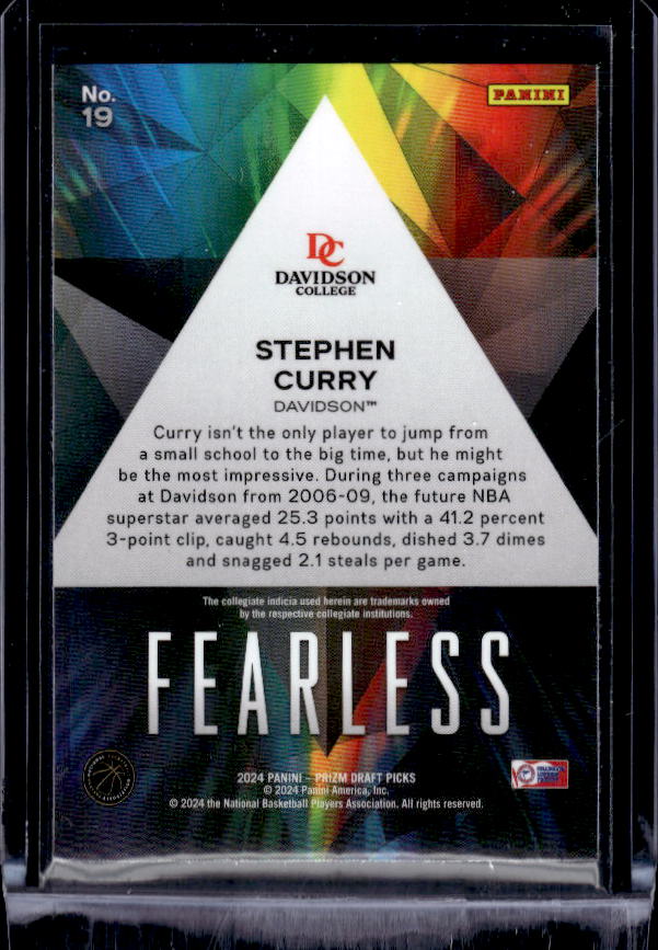 2024 Panini Prizm Draft Picks #19 Stephen Curry Fearless
