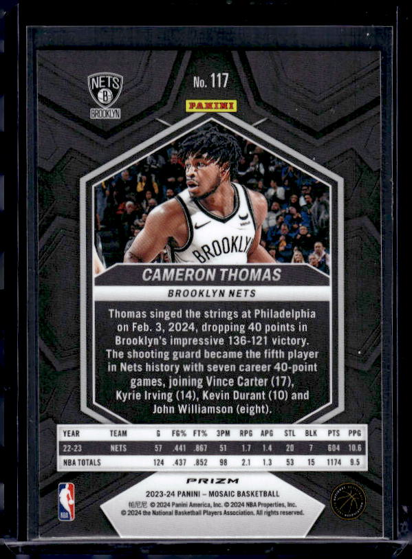 2023-24 Panini Mosaic #117 Cameron Thomas Reactive Yellow