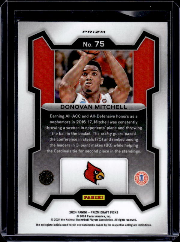 2024 Panini Prizm Draft Picks #75 Donovan Mitchell Prizms Purple Pulsar #/55