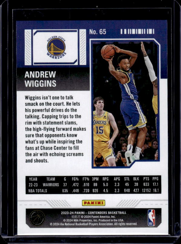 2023-24 Panini Contenders #65 Andrew Wiggins Game Ticket Red