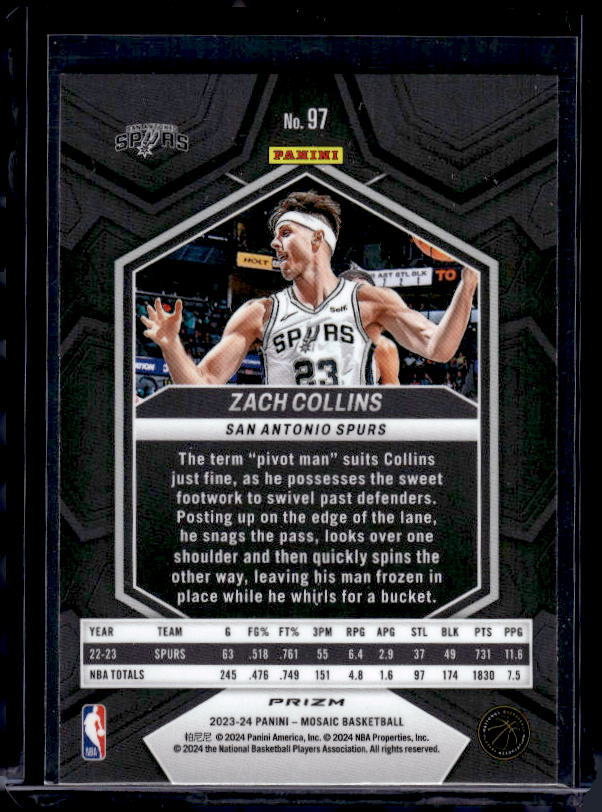2023-24 Panini Mosaic #97 Zach Collins Reactive Yellow