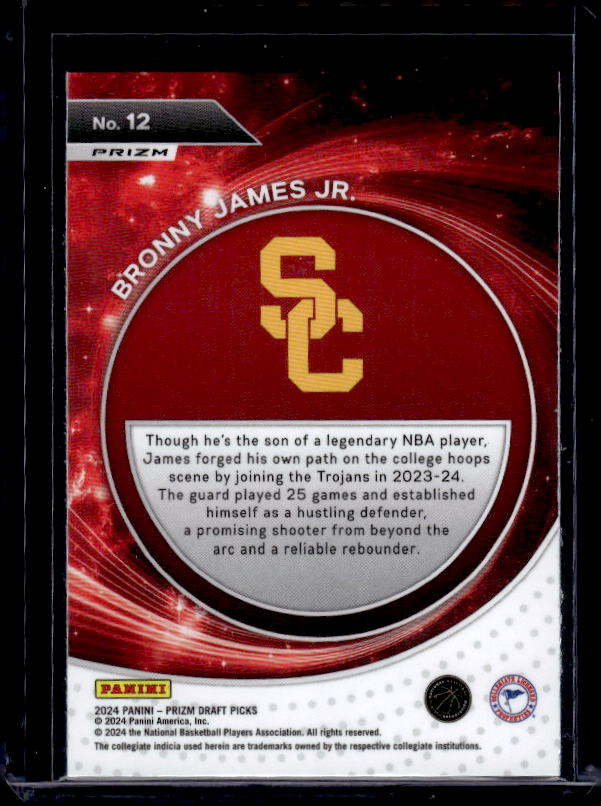 2024 Panini Prizm Draft Picks #12 Bronny James Jr. Student Orientation Silver
