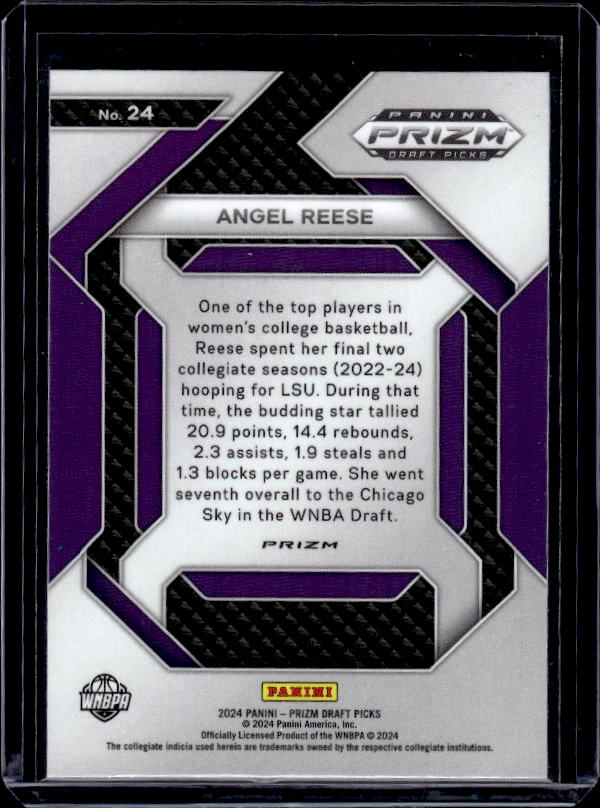 2024 Panini Prizm Draft Picks #24 Angel Reese New Recruits Prizms Silver