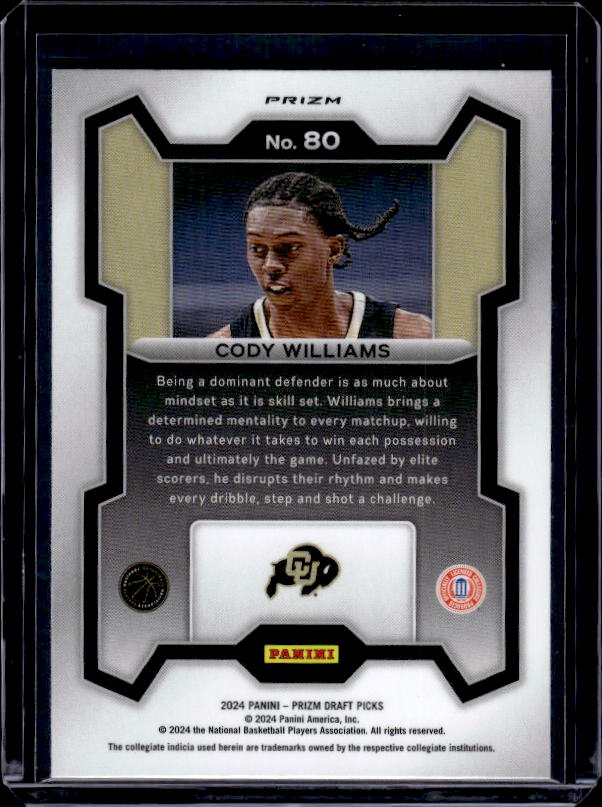 2024 Panini Prizm Draft Picks #80 Cody Williams Prizms Silver