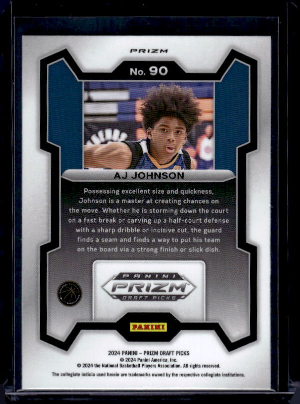 2024 Panini Prizm Draft Picks #90 AJ Johnson Prizms Purple Wave