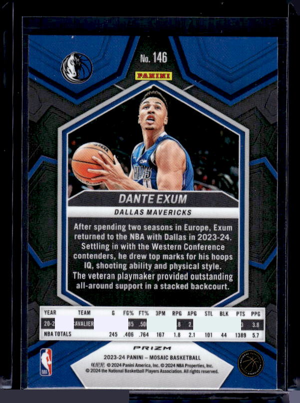 2023-24 Panini Mosaic #146 Dante Exum Reactive Yellow