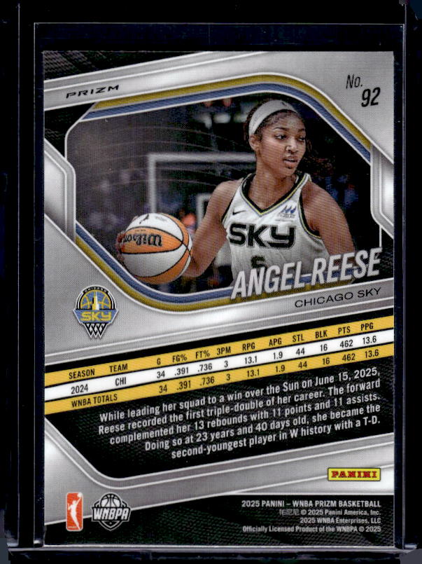 2025 Panini Prizm WNBA #92 Angel Reese Blue Velocity Prizms