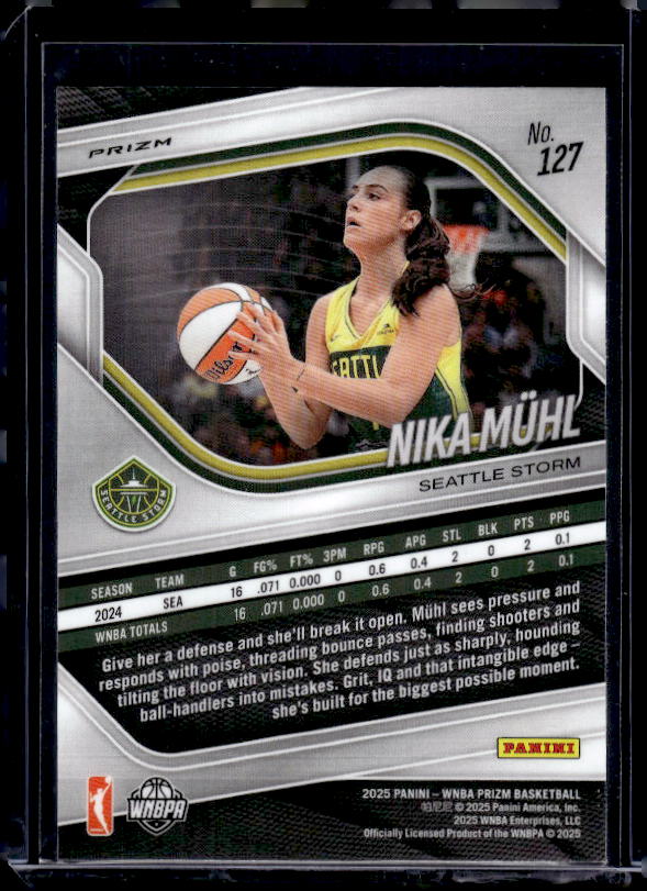 2025 Panini Prizm WNBA #127 Nika Muhl Blue Velocity Prizms