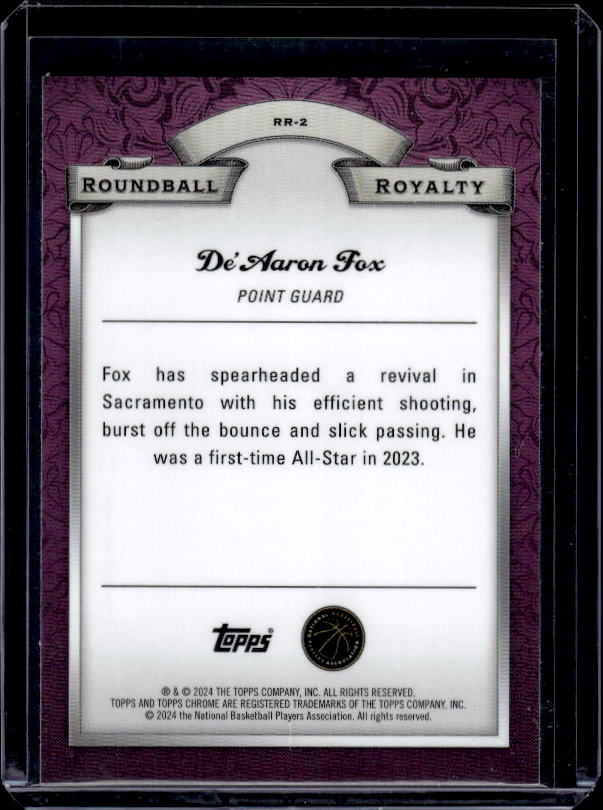 2023-24 Topps Chrome #RR-2 De'Aaron Fox Roundball Royalty