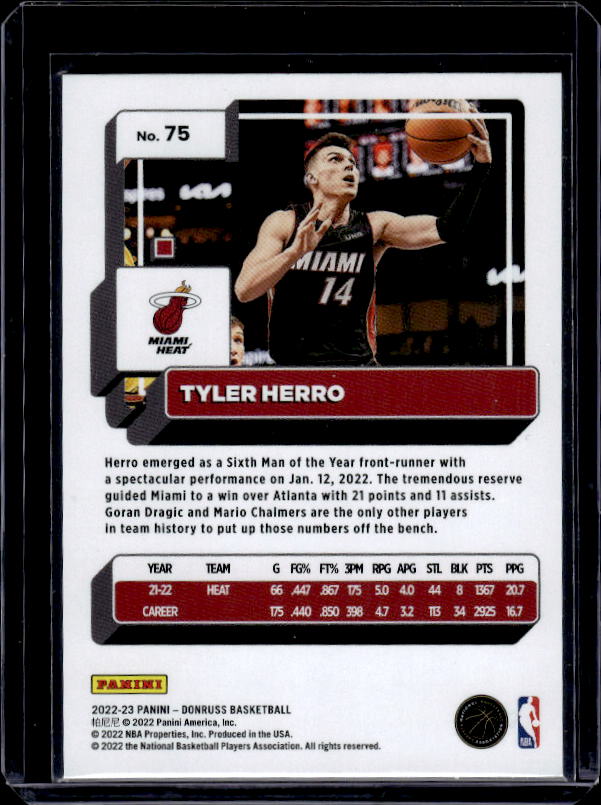 2022-23 Donruss #75 Tyler Herro Holo Laser Green
