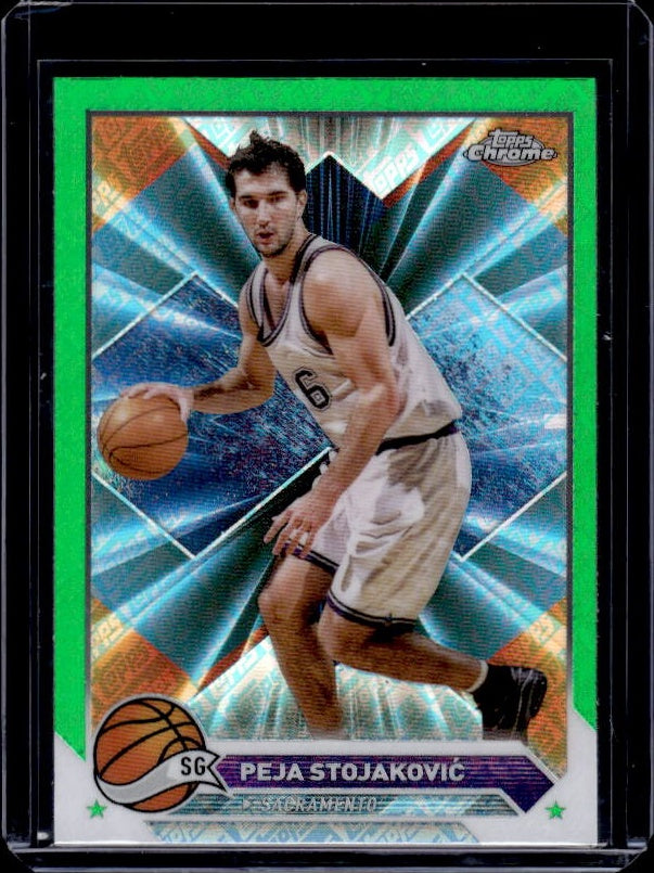 2023-24 Topps Chrome #8 Peja Stojakovic Green Logo Refractors