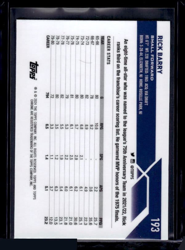 2023-24 Topps Chrome #193 Rick Barry Magenta Refractors