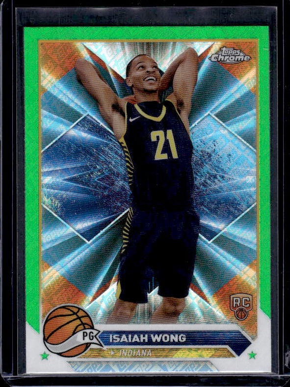 2023-24 Topps Chrome #80 Isaiah Wong Green Logo Refractors