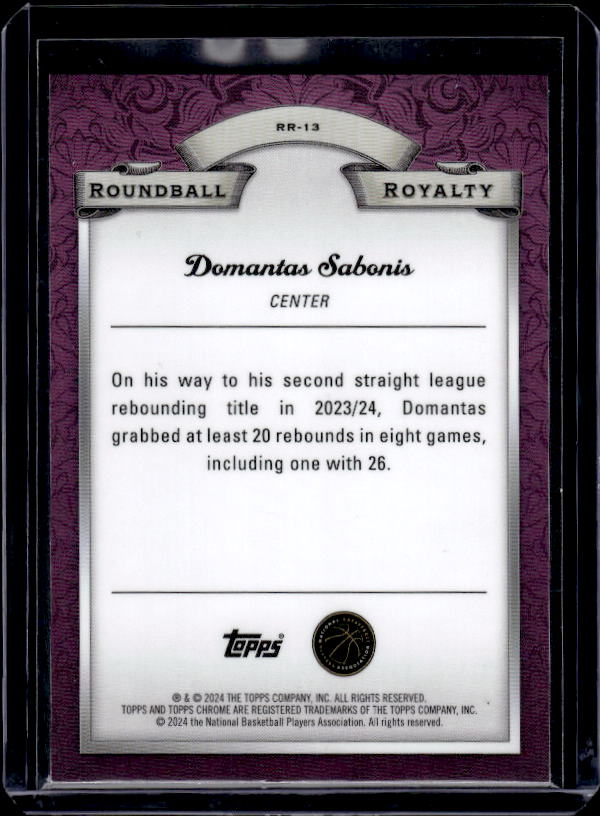 2023-24 Topps Chrome #RR-13 Domantas Sabonis Roundball Royalty Refractor Pink