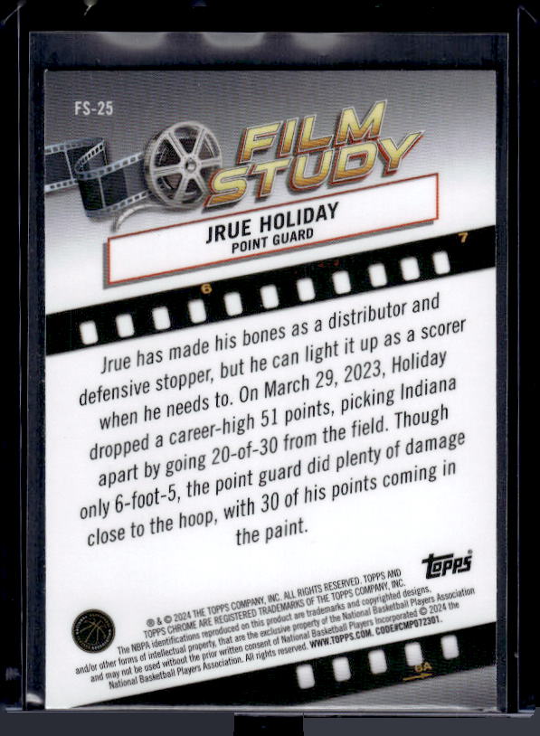 2023-24 Topps Chrome #FS-25 Jrue Holiday Film Study