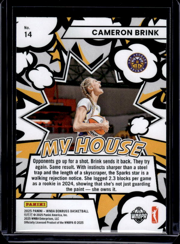 2025 Donruss WNBA #14 Cameron Brink My House Press Proof