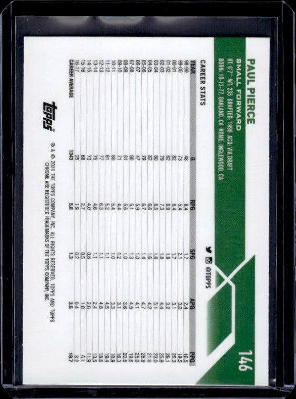 2023-24 Topps Chrome #146 Paul Pierce Green Logo Refractors