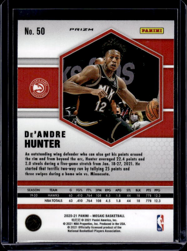 2020-21 Panini Mosaic #50 De'Andre Hunter Mosaic Green