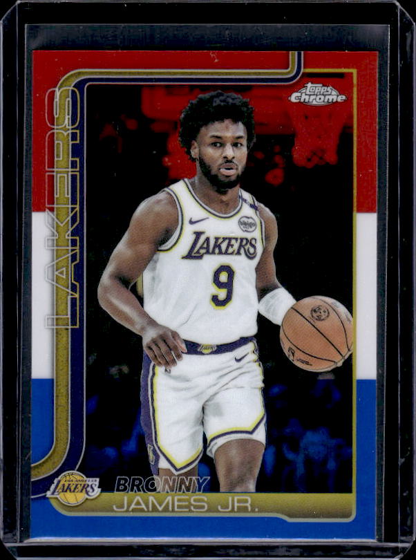 2025-26 Topps Chrome #182 Bronny James Jr. Red White and Blue Refractor