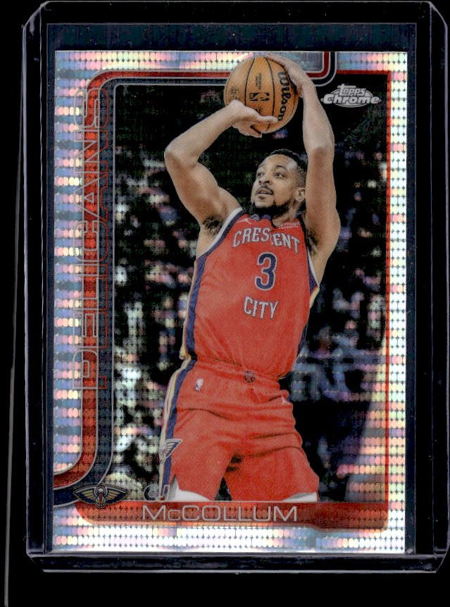 2025-26 Topps Chrome #136 CJ McCollum Prism Refractor