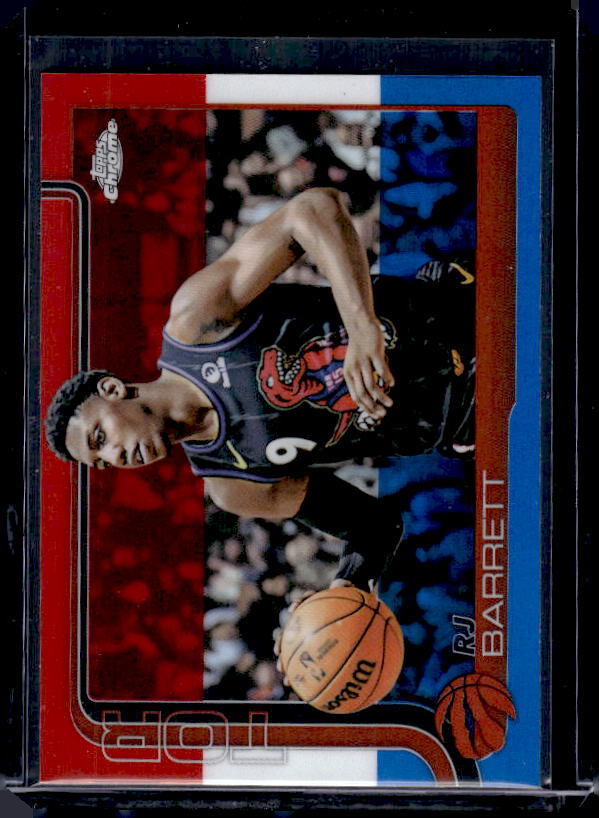 2025-26 Topps Chrome #225 RJ Barrett Red White and Blue Refractor