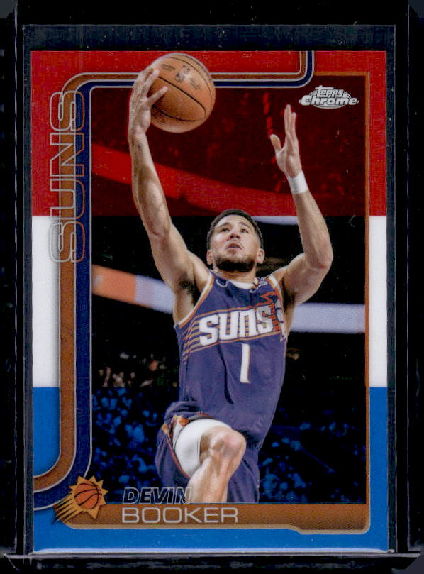 2025-26 Topps Chrome #195 Devin Booker Red White and Blue Refractor