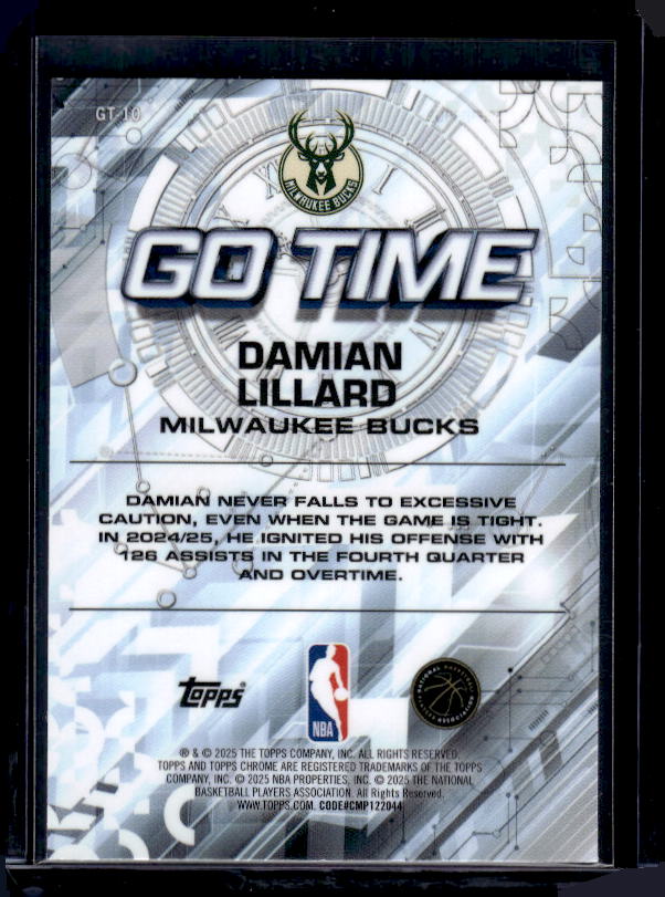 2025-26 Topps Chrome #GT-10 Damian Lillard Go Time
