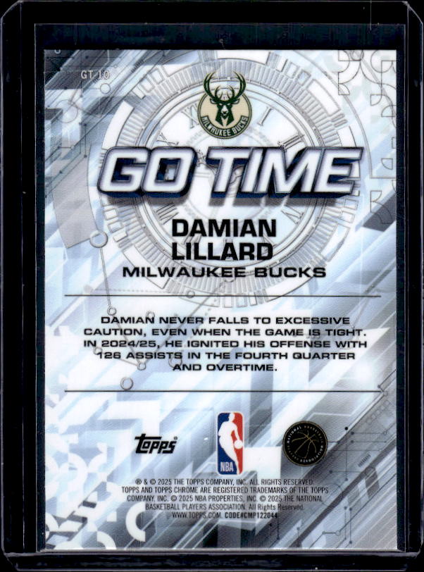 2025-26 Topps Chrome #GT-10 Damian Lillard Go Time