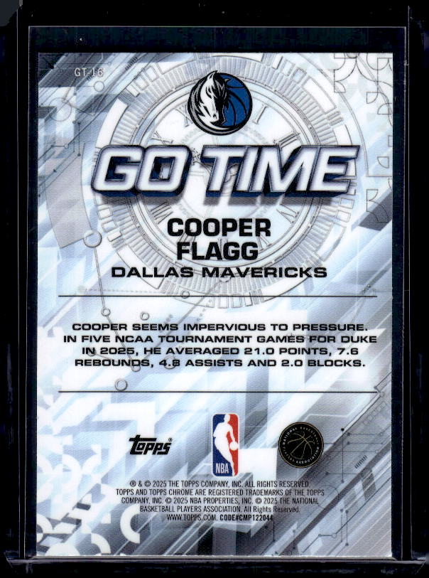 2025-26 Topps Chrome #GT-16 Cooper Flagg Go Time