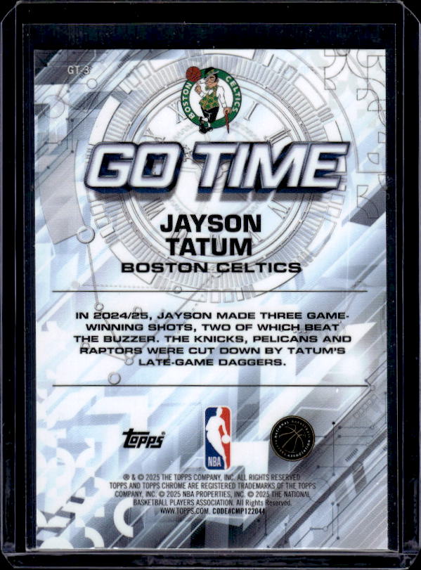 2025-26 Topps Chrome #GT-3 Jayson Tatum Go Time