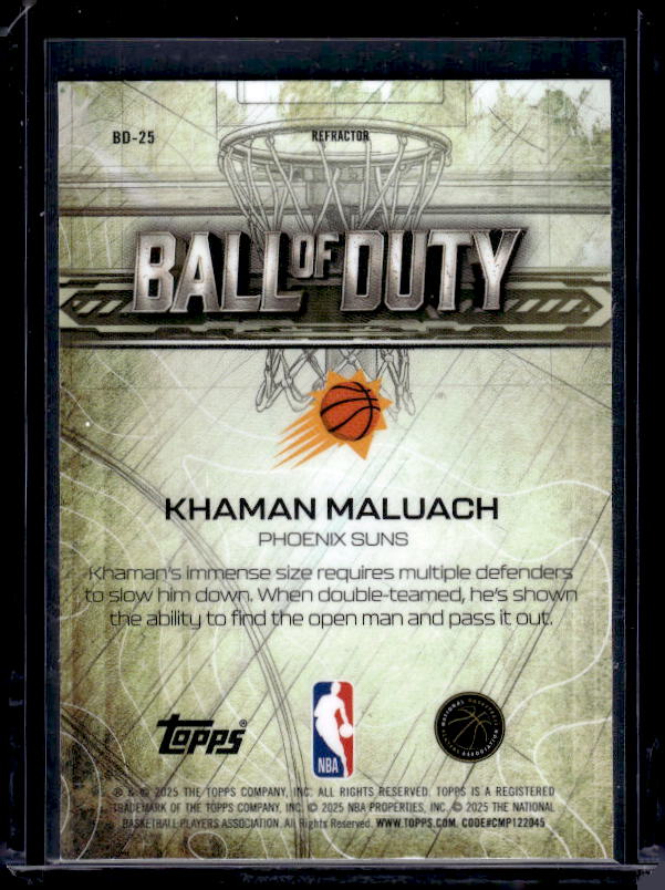 2025-26 Topps Chrome #BD-25 Khaman Maluach Ball of Duty Refractor