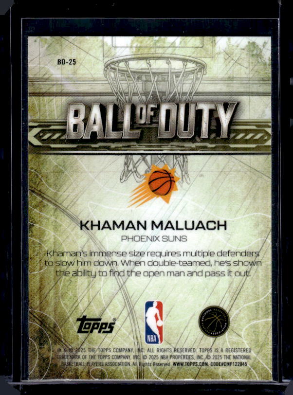 2025-26 Topps Chrome #BD-25 Khaman Maluach Ball of Duty