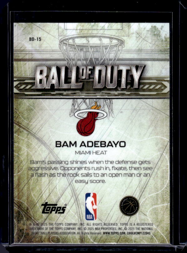2025-26 Topps Chrome #BD-15 Bam Adebayo Ball of Duty