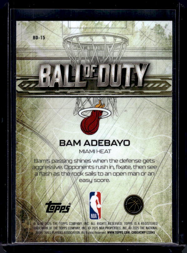 2025-26 Topps Chrome #BD-15 Bam Adebayo Ball of Duty