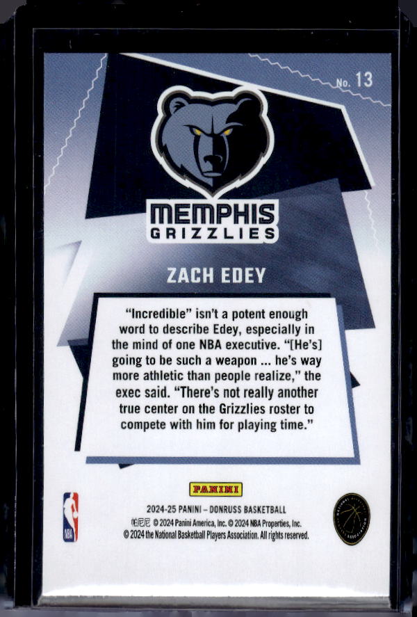 2024-25 Donruss #13 Zach Edey Great X-Pectations