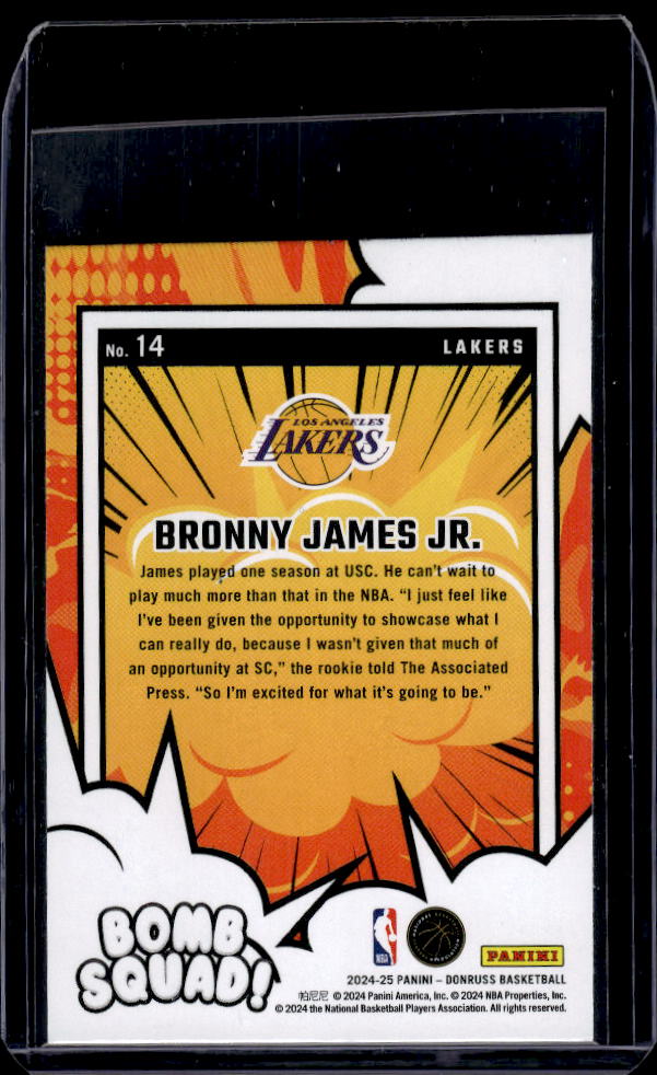 2024-25 Donruss #14 Bronny James Jr. Bomb Squad