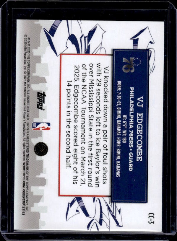 2025-26 Topps #CC-3 VJ Edgecombe Clutch City Prospects