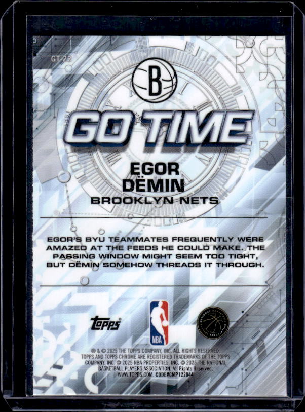 2025-26 Topps Chrome #GT-22 Egor Dëmin Go Time
