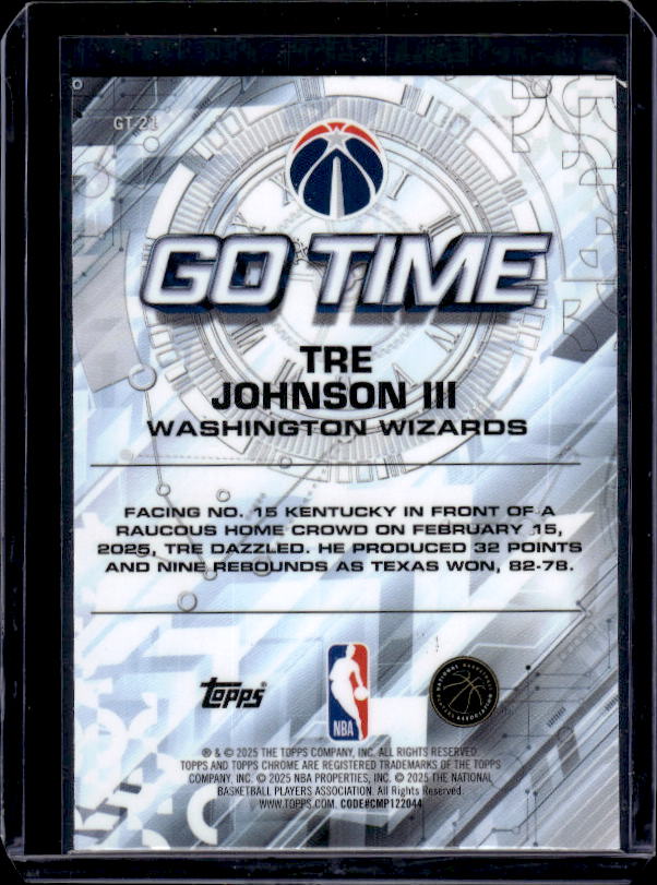 2025-26 Topps Chrome #GT-21 Tre Johnson III Go Time