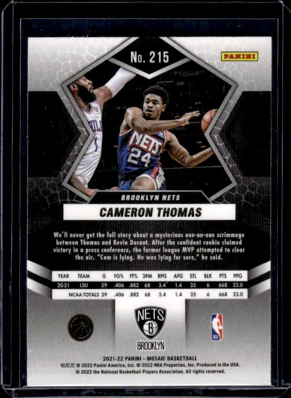 2021-22 Panini Mosaic #215 Cameron Thomas