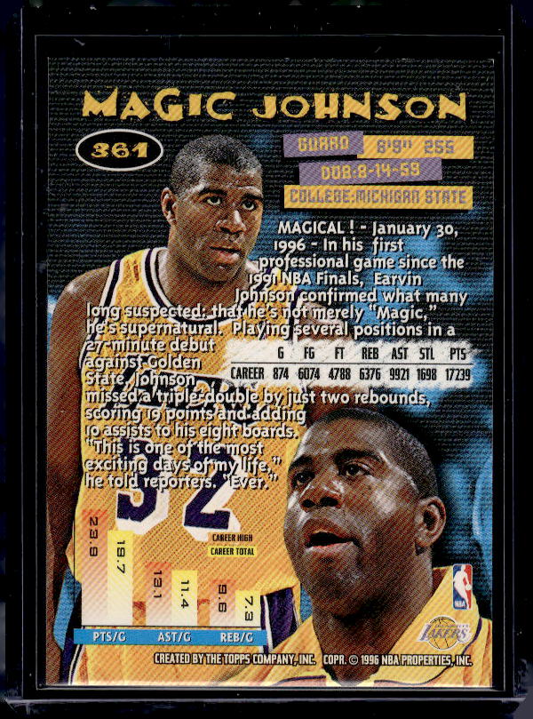 1995-96 Stadium Club #361 Magic Johnson Members Only