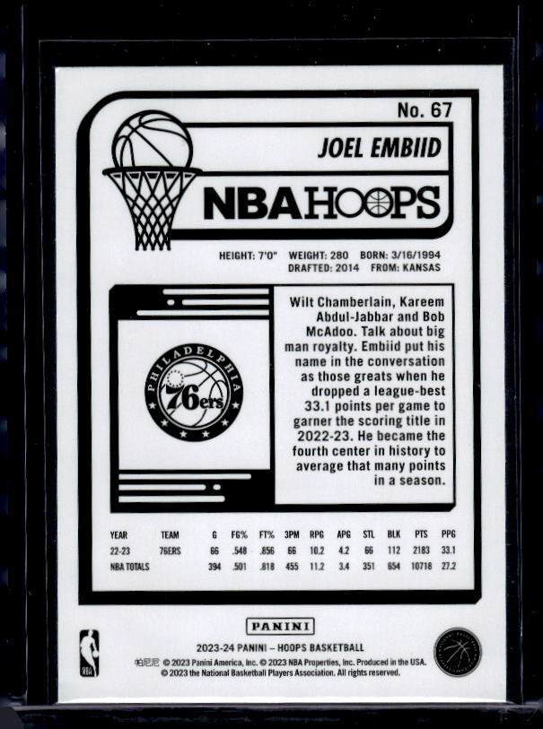 2023-24 Hoops #67 Joel Embiid