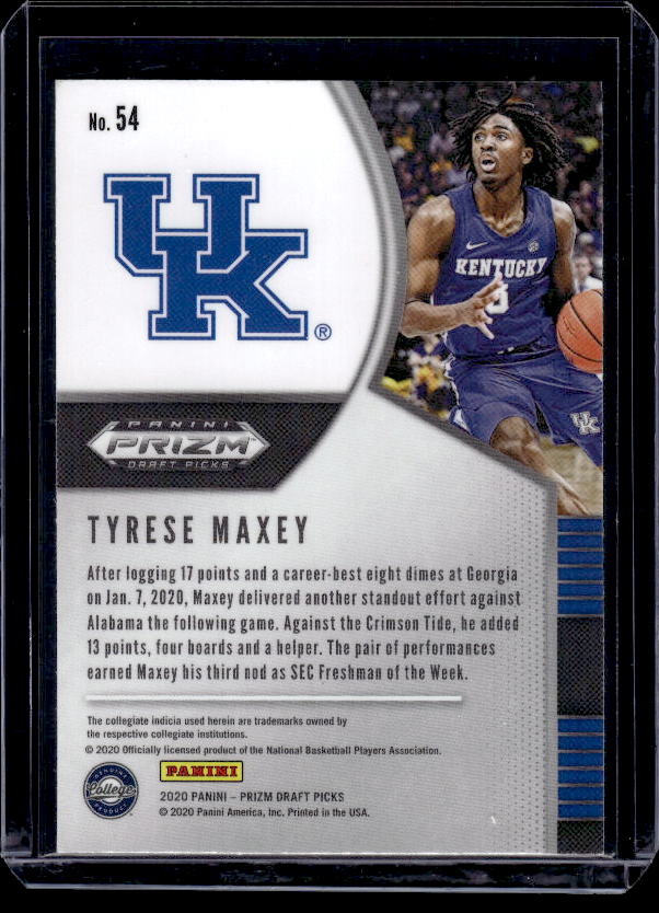 2020 Panini Prizm Draft Picks Collegiate #54 Tyrese Maxey