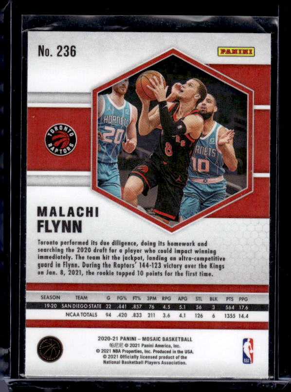 2020-21 Panini Mosaic #236 Malachi Flynn