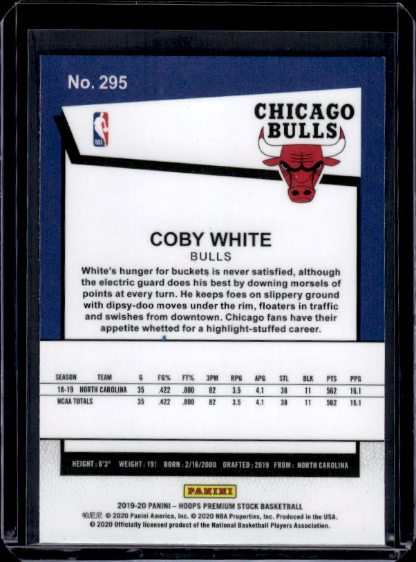 2019-20 Hoops Premium Stock #295 Coby White