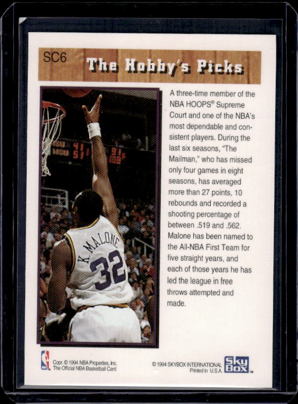 1993-94 Hoops #SC6 Karl Malone Supreme Court