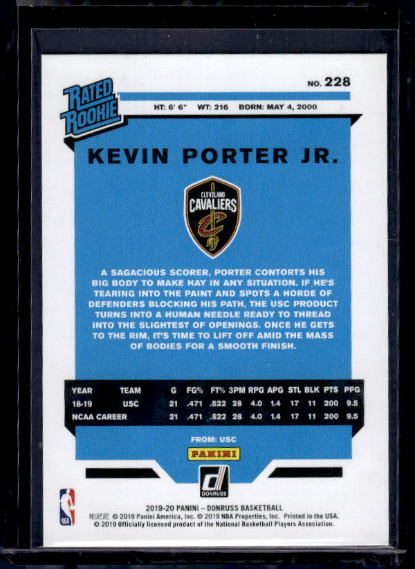 2019-20 Donruss #228 Kevin Porter Jr.