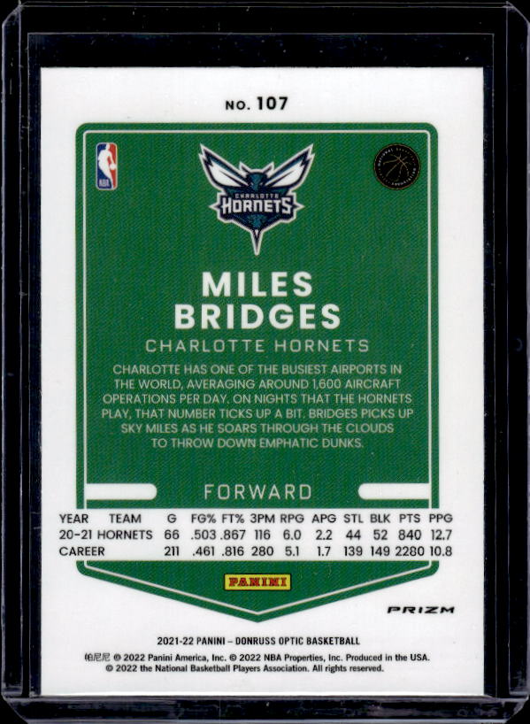 2021-22 Donruss Optic #107 Miles Bridges
