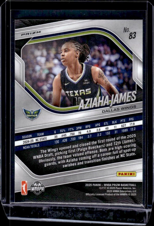 2025 Panini Prizm WNBA #83 Aziaha James Silver Prizms
