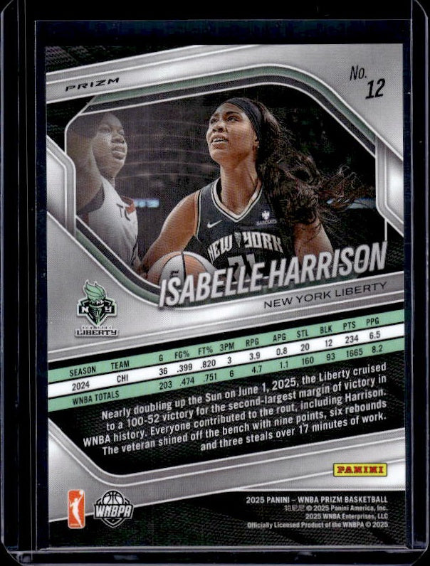 2025 Panini Prizm WNBA #12 Isabelle Harrison Green Prizms